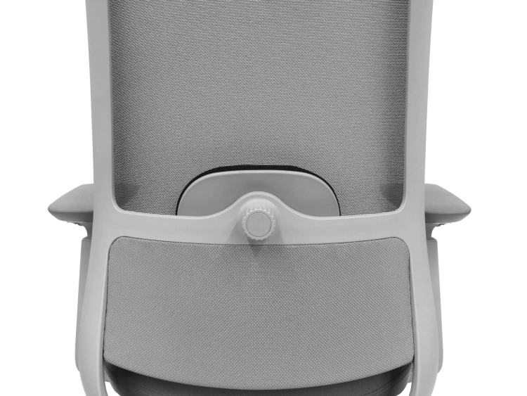 Fotel Ergonomiczny Biurowy ERGONAUT NIMBUS Szary – zbliżenie na tył oparcia z centralnym pokrętłem regulacji.