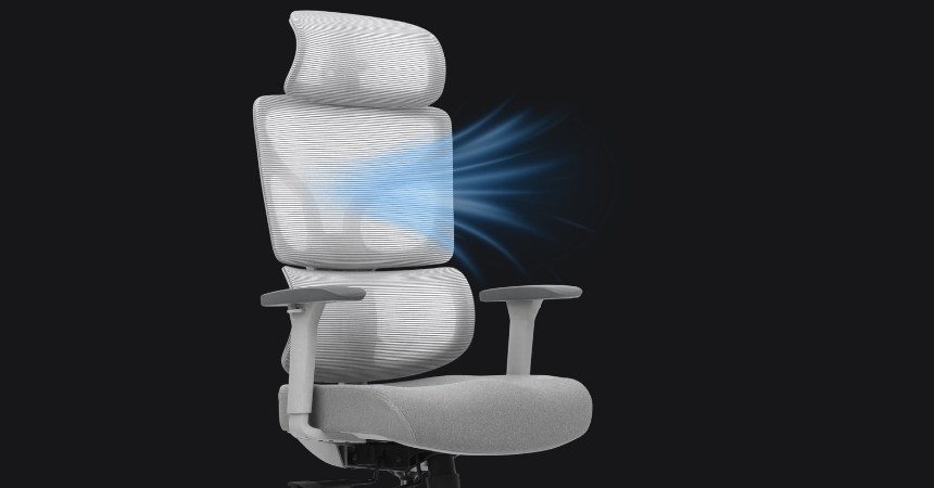 Oparcie z siatki mesh w fotelu ERGONAUT BIONIC
