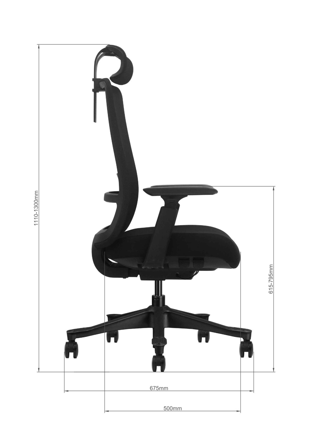 Wymiary fotela ergonomicznego ODYSSEY bok