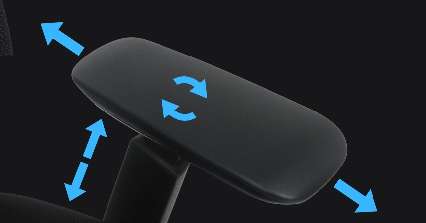 Fotel Ergonomiczny Biurowy ERGONAUT ODYSSEY Czarny - zbliżenie na regulację podłokietników 3D