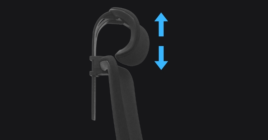 Fotel Ergonomiczny Biurowy ERGONAUT ODYSSEY Czarny - zbliżenie na mechanizm regulacji zagłówka góra-dół
